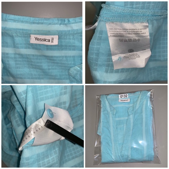 🔥5/$20🔥 “Yessica” Turquoise Blue 100% Cotton Tunic - Picture 3 of 8